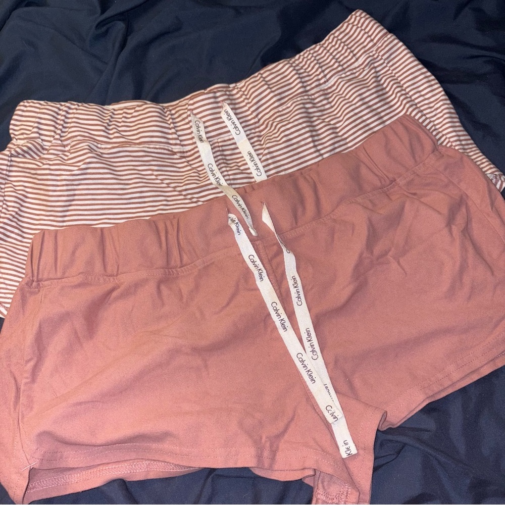 Calvin Klein Sleepwea 2 Pajama Shorts Pink Striped Women's Size XL